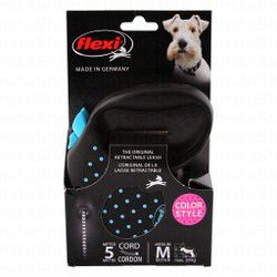 Flexi Color Style Medium Black & Blue 5m Retractable Leash for Dogs (Up to 20kg)