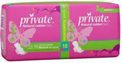 Private Natural Cotton Feel Feminine Pads Normal with Wings