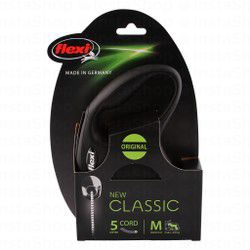 Flexi Classic Retractable Medium Black 5m Leash (Dogs Up to 20kg)