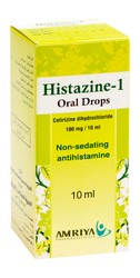 Histazine-1 100mg/10ml Cetirizine Dihydrochloride Non-Sedating Antihistamine Oral Drops