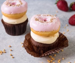 White Chocolate Strawberry Glazed Doughnut Cupcake
