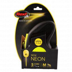 Flexi Neon Retractable Medium Black 5m Leash (Dogs Up to 20kg)