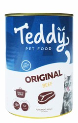Teddy Original Wet Cat Food with Beef (3+ Months) - cruelty free, no added sugar, coloring & preservatives free