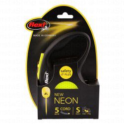 Flexi Neon Retractable Small Black 5m Leash (Dogs Up to 12kg)