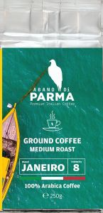 Abano Di Parma Janeiro Blend Italian Espresso Ground Coffee, Medium Roast.Intensity 8.