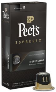 Peet's Coffee Espresso ,Nerissimo Espresso Capsules, Compatible with Nespresso, Intensity 11,