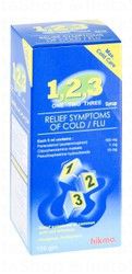 One Two Three Cold & Flu Analgesic & Antipyretic Syrup - lactose free, alcohol free, salt free, yeast free