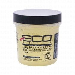 Eco Style Max Hold Hair Styling Gel with Black Castor & Flaxseed Oil for All Hair Types - alcohol free