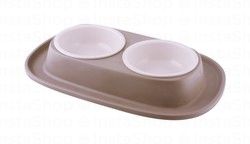 Georplast Small Brown Plastic & Rubber 2x200ml Dual Pet Bowl