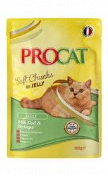 Procat Wet Food with Cod & Shrimps Chunks in Jelly for Adult Cats