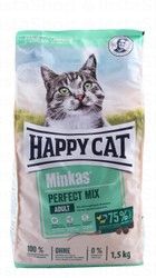 Happy Cat Minkas Perfect Mix Dry Food with Chicken, Lamb & Fish for Adult Cats - artificial colors free, artificial flavors & preservatives free, no added sugar