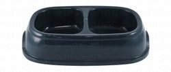 Stefanplast Black Plastic Dual Pet Bowl (28x17x6cm)