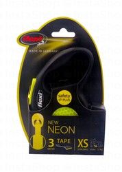 Flexi Neon Extra Small Black & Green 3m Retractable Tape Leash (Dogs Up to 12kg)