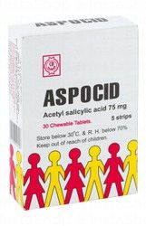 Aspocid 75mg Acetyl Salicylic Acid Chewables for Fever & Mild Pain