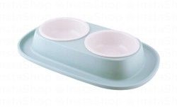 Georplast Small Turquoise Plastic & Rubber 2x200ml Dual Pet Bowl