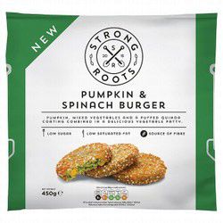 Strong Roots Pumpkin &amp; Spinach Burgers - vegan