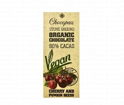 Chocopaz Stone Ground Organic Chocolate with Cherry and Pumpkin Seeds - 80% cacao