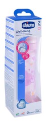 Chicco Well Being Pink Medium Flow 250ml Feeding Bottle (2+ Months) - bpa free