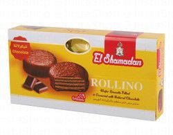 El Shamadan Rollino Wafer Biscuits Filled and Covered with Natural Chocolate