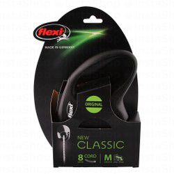 Flexi Classic Retractable Medium Black 8m Leash (Dogs Up to 20kg)