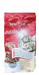Bewi Cat Crocinis 3 Mix Dry Food with Chicken, Turkey &amp; Fish for Sterilized Adult Cats (1+ Years) - artificial colors free, artificial flavors &amp; preservatives free