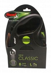 Flexi Classic Large Black Retractable Tape 8m Leash (Dogs Up to 50kg)