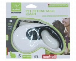 Nunbell Small White 3m Retractable Leash for Dogs (Up to 12kg)
