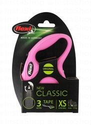 Flexi Classic Extra Small Pink 3m Retractable Tape Leash (Dogs Up to 12kg)