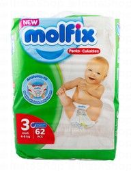 Molfix Baby Diapers Size 3 (4-9kg) - latex free, paraben free, BPA free