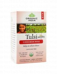 Organic India Tulsi Cinnamon Rose Herbal Tea Bags - caffeine free