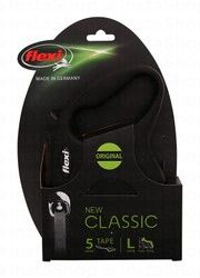Flexi Classic Large Black Retractable Tape 5m Leash (Dogs Up to 50kg)