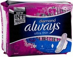 Always Diamond Ultra Thin Extra Long Pads with Wings