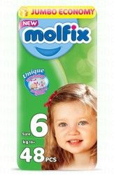 Molfix Hypoallergenic Extra Large Baby Diapers Size 6 (Above 16kg) - paraben free, BPA free
