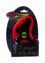 Flexi Classic Small Red 5m Retractable Tape Leash (Dogs Up to 15kg)