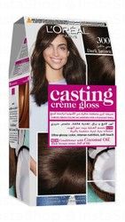 L'oreal Casting Creme Gloss Hair Dye 300 Dark Brown with Coconut Oil Conditioner - ammonia free