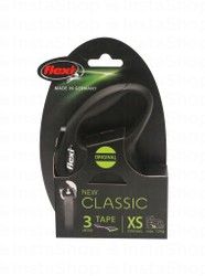 Flexi Classic Large Black Retractable Tape 3m Leash (Dogs Up to 12kg)