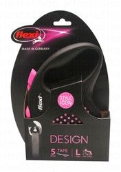 Flexi Classic Large Black &amp; Pink Retractable Tape 5m Leash (Dogs Up to 50kg)