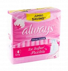 Always Cotton Soft Maxi Thick Pads Long with Wings