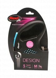 Flexi Classic Medium Black &amp; Blue Retractable Tape 5m Leash (Dogs Up to 25kg)