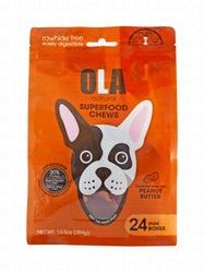 Ola Superfood Mini Bone Dog Treats Peanut Butter Flavor with Chicken (24 Pieces) - rawhide free, gluten free, corn free