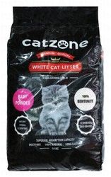 Catzone White Clumping Cat Litter Baby Powder Scent - dust free
