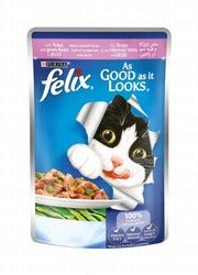 Felix as Good as it Looks Trout and Green Bean Wet Cat Food Pouch