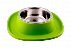 Georplast Soft Touch Medium Green &amp; Silver 500ml Pet Bowl