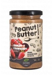 Nature's Finest Organic Peanut Butter with Crunchy Strawberry - refined sugar free, palm oil free, high in protein