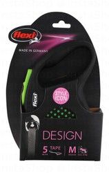 Flexi Design Medium Black &amp; Green 5m Retractable Leash for Dogs (Up to 25kg)