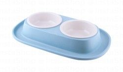 Georplast Small Light Blue Plastic &amp; Rubber 2x200ml Dual Pet Bowl