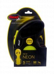 Flexi Neon Medium Black &amp; Green 5m Retractable Tape Leash (Dogs Up to 25kg)